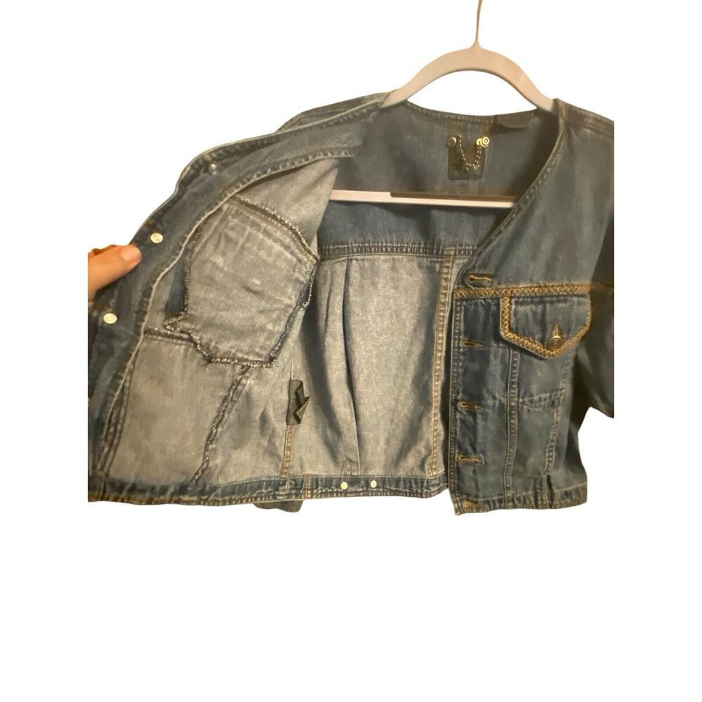 Liz Wear V Neck Denim Jacket Size Small Petite Long Sleeve Casual Vintage - Picture 10 of 16